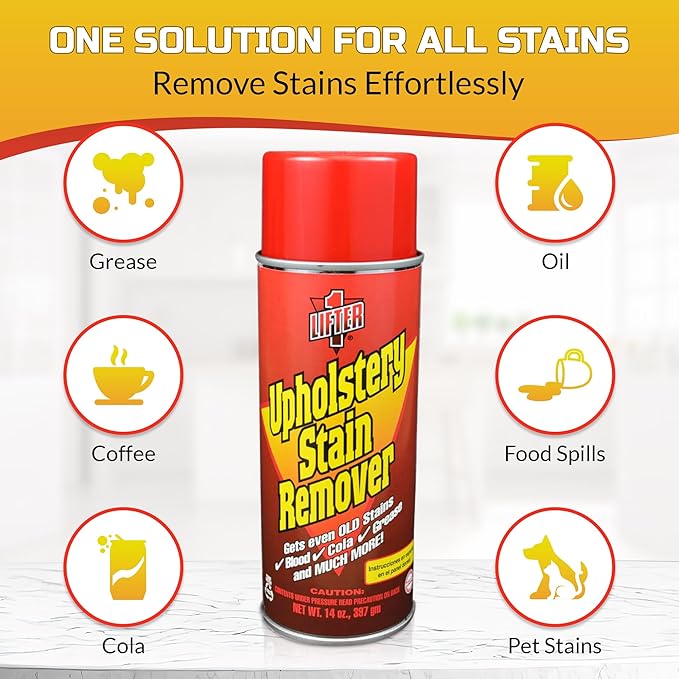 Multi-Fabric Upholstery Stain Remover and Carpet & Rug Cleaner for (Car Carpets, Seats & Floor Mats, Furniture) 14oz