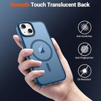 SUPFINE Magnetic for iPhone 15 Case (Compatible with MagSafe) (Military Grade Drop Protection) Slim Translucent Matte Shockproof with Anti-Fingerprint Phone Case,Deep Blue