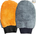 2PCS Coral Fleece Car Wash Mitts, No Scratch Microfiber Wash Mitt Car Cleaning Glove, Reusable Dusting Mitt with Elastic Wrist Cuff for Car Washing and Detailing (Palm Glove)