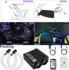 AZIMOM Dual Color 32W Sound-Activated Mix860pcs Fiber Optic Starlight Headliner Kits 13.1ft Fiber Strands APP/Bluetooth Remote Control Star Ceiling Car Home Roof Decor