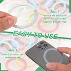 PATIKIL Universal CD Stripe Magnetic Adapter Ring, 4 Pcs Ultra-Thin Sticker Ring Adhesive Nickel-Iron Alloy for Phone Cases Holder Wireless Charging Car Mount Kit, Green