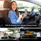 YEOIZO Wireless Magnetic Backup Camera for Trailers/RV/Camper - WiFi Rechargeable HD Night Vision, No Wiring/Drilling, Easy Hitch Alignment, Compatible with iPhone/Android/iPad (Gooseneck/Fifth Wheel)