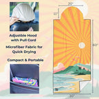Gone For a Run Car Seat Towel Cover – Microfiber Hooded Seat Cover – 30” x 60” Moisture-Wicking Running Seat Protector for Runners – Coastal Vibes