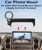 Car Phone Holder for Ford Bronco Sport 2021 2022 2023 2024 Accessories Apply to 8 Inch Touch Screen Fixed Clip Magnetic Cell Phone Mount Hands-Free 360 Degree Rotation