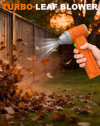 Tool-grade Electric Air Duster, Rechargeable Handheld Blower with 180,000 Super Power Brushless Motor, 2-in-1 Blow & Vacuum Cleaner, Cordless Leaf Blower for Car Drying, Home, Patio Cleaning (Orange)