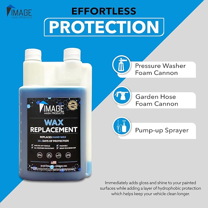 Image Wash Wax Replacement Foamable – Concentrated Spray Wax & Protectant for Cars, Trucks, RVs, Boats,Ceramic & Waxed Surfaces. ((32 Fl Oz (Pack of 1)))