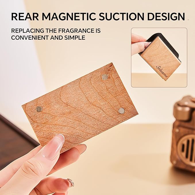 Car Air Freshener, Natural Wood Air Freshener Long Lasting, Car Air Freshener Diffuser with Metal Clip, Car Odor Eliminator, Magnetic Auto Accessories Amber