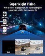 Dash Cam, Dashboard Camera 4 Channel, 360° Full View Car Dashcam System Wireless, Front and Rear Wireless Inside, 1080p HD, Infrared Lamps Night Vision G-Sensor, Car Accessories (Y108WiFi+64G)