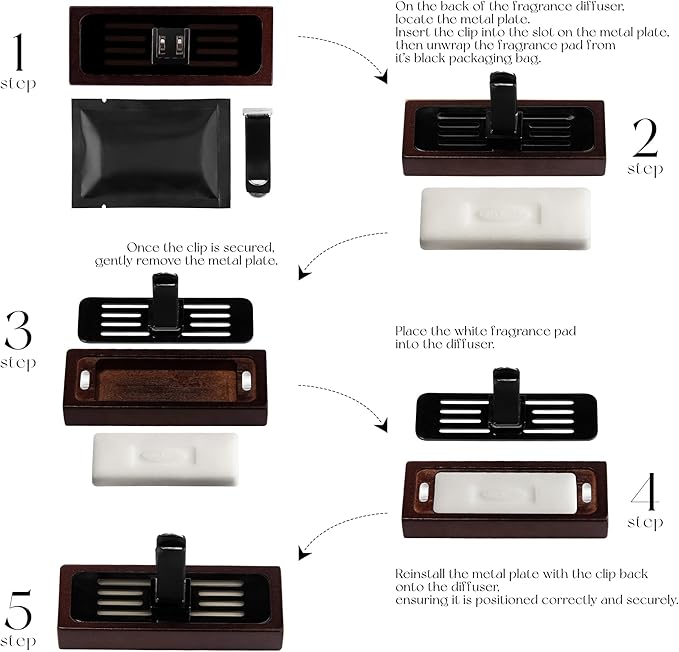 4 Packs Amber Vanilla Scented Natural Wood Vent Clips,【Ease Your First Breath】 Odor Refresh Car Scents Air Freshener Refills, Long Lasting Fragrance Diffuser, SUV Essentials Gift for Women