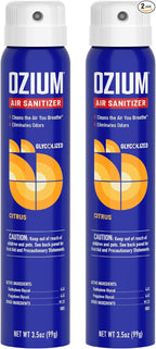 Ozium Air Sanitizer Spray - Room Odor Eliminator for Home, Car, and Office - Citrus Air Cleaner - 3.5 oz - 2 Pack
