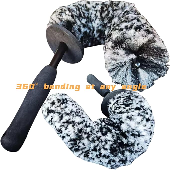 4PCS Wheel Brush Kit for Cleaning Wheel and Tire, Wheel and Rim Brush, Car Detailing Brushes, 360 Degree Bendable & Durable Car Wheel Rim Cleaner Brush Set (Grey)