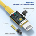 iPhone 14 13 Car Charger, Certified 45W Dual Port USB C Rapid Apple Car Adapter with 6ft Type C to Lightning Cable Fast Charging for iPhone 14 Pro/14 Pro Max/14 Plus/13/12/11/X/XS/SE,iPad-Yellow
