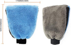 2pcs Car Wash Mitts - Double Faced Coral Velvet Clean Gloves - Scratch-Free No Falling Wool - Auto Window Door Water Absorption Cleaning Brush Tools (Blue - 2 Pack)