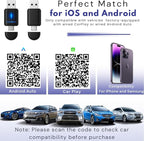 Wireless CarPlay adapter & wireless Android Auto adapter, 2-in-1 USB-A/USB-C dongle for factory wired CarPlay iOS 10+ & Android 11+ cars, easy to install, 3s auto-connect, 5.8 GHz Wi-Fi, Bluetooth 5.2