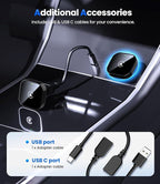 Teeran 2 in 1 Wireless CarPlay and Android Auto Adapter, Easy Setup Plug and Play, Fast Seamless Use Supports 1000+ Cars with Built-in Wired Car Play/Android Auto Compact Sleek Design Car Adapter
