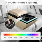 Coverado Universal Car Center Console with Wireless Charging & Cup Holder, Back Seat Organizers, Rear Bench Seat Central Armrest Box with Storage, for Most Vehicles, Easy Install, Beige