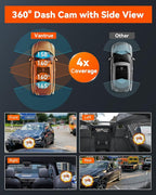 Vantrue N5 4 Channel WiFi 360° All Sides Dash Cam, STARVIS 2, IR Night Vision, 2.7K+1080P*3 Front Rear Inside Dashcam, Voice Control, GPS, 24 Hours Buffered Parking Mode Dash Camera, 512GB Max (N5)