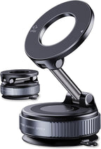 Magnetic Phone Holder for Car,Vacuum Suction Cup Phone Mount,Magsafe Car Mount for iPhone, No Need Charge,Folding Holder for iPhone and Android