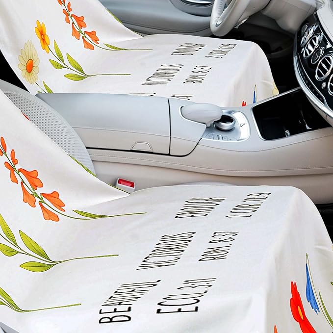 Hahafelt 2 Pack Car Seat Towel Covers with Storage Bag, 63 x 32 Inch Universal Non Slip Waterproof Sweat Protector for Car Truck, Gym Swimming Running, Machine Washable (Christian Floral)