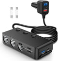 Nilight 9 in 1 Cigarette Lighter Adapter Splitter 3 Sockets PD 65W and QC3.0 18W Ports with Independent Switches LED Voltage Display for 12V 24V Cars SUV Van Truck Jeep Camper