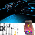 5 m Optic Fiber Car Ambient Footwell Lighting Kit Bluetooth App Control 64 Colors Multicoloured Music Interior Lighting Kit 12V 1W