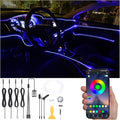 Car Ambient Lighting Optic Fiber 64 Colors Music Sound Active with APP Control Car Decorative Atmosphere Lighting Kit DC 12V 1W 4m