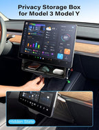 TAZENI Under Screen Storage Box Fit Model Y Juniper Model 3 Highland, Hiddenable Privacy Storage for Model Y 3 Accessories, Center Console Organizer for Model Y 2019~2026 & Model 3 2016-2026