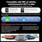 CrystalSync Elite Wireless CarPlay Adapter for Apple i-Phone i-OS 10+ and Android Auto, Mini Edition, Converts Factory Wired to Wireless, Plug and Play