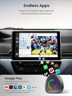 Magic Box - Wireless Carplay/Android Auto/Android AI Box 8GB+128GB, Car Video Box for YouTube, Spotify, Prime Video with Built-in 4G/ WiFi/Dual Bluetooth, OTA, GPS, microSD, OBD II, CB6D