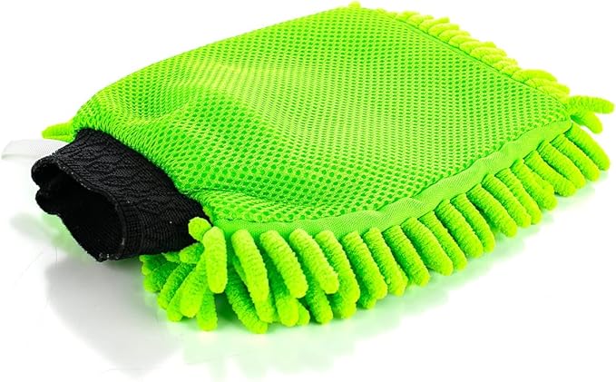 The Rag Company - Off Road – The Baja Pack – Off-Road Vehicle Exterior Microfiber Wash Mitt & Pad; Knobby Design Easily Traps and Remove Dirt, Grime and Mud - Lime Green (2-Pack)