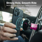 Mob Armor MobNetic Maxx MS - Customized MagSafe Compatible Magnetic Phone Holder for Car, Personalized Phone Mount Made w/Heavy Duty Aluminum Metal, Works w/iPhones & Androids - Pink