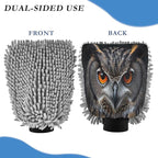 YETTASBIN Owl 2PCS Car Wash Mitts, Ultra Absorbent Chenille Microfiber Car Washing Gloves, Scratch-Free Lint-Free Auto Cleaning Mitt, Machine Washable Elastic Cuff Car Wash Sponge