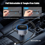 Retractable Car Charger USB C, 90W Super Fast Car Adapter for iPhone 17 Pro Max/Air/16/iPad/Samsung S26, USBC Android Phone Accessories, Dual 45W PPS Cigarette Lighter Adapter Plug with Type C Cable