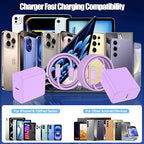 USB C Fast Charger for iPhone 17/ Air/16/15 Pro Max,2Pack 10FT Type C Charger Block & Cable, PD 3.0 Super Fast Charging for iPad Pro MacBook Air/Pro M1/M2, AirPods-Purple