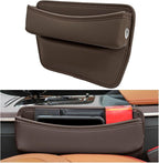 DXNQ Large Capacity Car Seat Gap Filler Organizer, Leather Car Front Seat Slot Storage Box Keeps Car Tidy, Portable Car Seat Gap Filler with 2 Charge Holes for Phones Glasses Keys Cards (Brown)