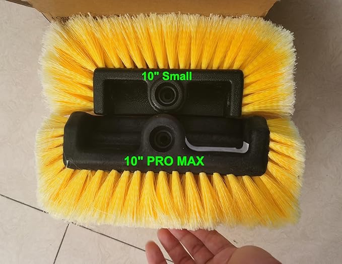 CARCAREZ 10" Car Wash Brush Head with Soft Bristle for Auto RV Truck Boat Camper Exterior Washing Cleaning, Yellow (1, 10" Small)