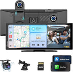 Carpuride Carplay Screen for Car with 4K Dash Cam & 1080P Backup Camera 11.26" Portable Car Play Touchscreen Wireless Carplay & Android Auto, Loop Recording, Voice Control, GPS Navigation, Mirror Link