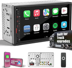 【SOOEMAKA】 Radio for Truck,Double Din Car Stereo with Wireless Carplay&Android Auto,7 inch Truck Radio Upgrade PD/QC 3.0 Fast Charging/16~36V/Bluetooth 5.1/AM/FM/DSP/SUB/SWC