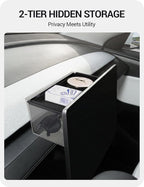 BASENOR Behind Screen Storage for Tesla Model Y Juniper 2025-2026 Model 3 Highland 2024-2026, Hidden Sunglasses Holder Tray with Privacy Protection, Dashboard Center Console Organizer Accessories