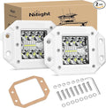 Nilight LED Light Pods 2PCS 42W Flush Mount Spot Flood Combo Backup Reverse Driving Bumper Lights Ponton Boat Deck Dock Lighting for Offroad Pickup Trucks SUV Van Tractors T-top Stern Saltwater Boats