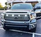 iJDMTOY 4pc Black-Out Smoked Lens Xenon White Full LED Front Grille Clearance Light Kit Compatible with Toyota 2018-2021 Tundra w/Honeycomb, Non-TRD, Non-Horizontal Beam Grille