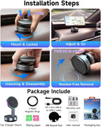 for Magsafe Car Mount Charger, 15W Fast Charging Wireless Car Charger [120LBS Suction &3800gf Magnet] 780° Adjustable, Vacuum Magnetic Phone Holder for Your Car for iPhone & Android, Metal Stand Rotor