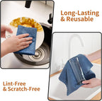 80 Pack Microfiber Cleaning Cloth Roll,Lint Free Rags & Tear Away Reusable Towels Washable Scratch,Ultra Absorbent Dish Rags(12" x 12") for Car Kitchen Home Garage-Navy Blue