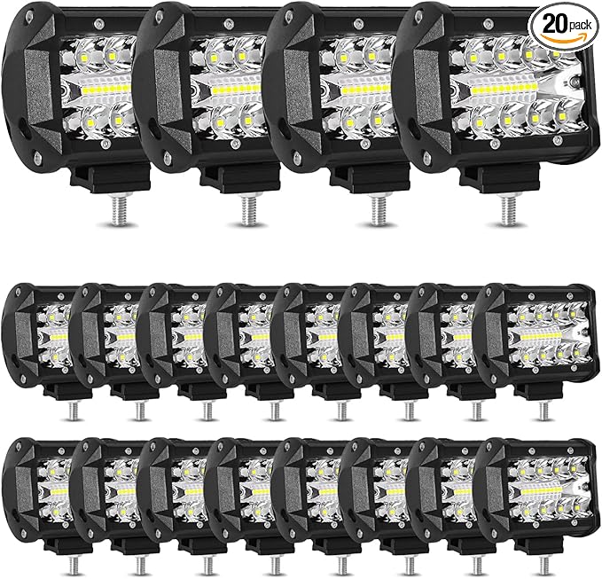 WINBANG LED Light Pods for Trucks, 4 Inch LED Light Bar 60W Spot Flood Combo Driving Fog Off Road Lights Work Light 24V 12V for Motorcycles Pickup SUV ATV UTV Boat,20Pack