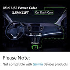 Dash Cam Mini USB Power Cable, Left Angle 90 Degree Mini USB with Dual USB Port Fast Power Supply, for 12V-24V Car and Truck Dash Cam, GPS Navigator, MP3 Player and Other USB Devices