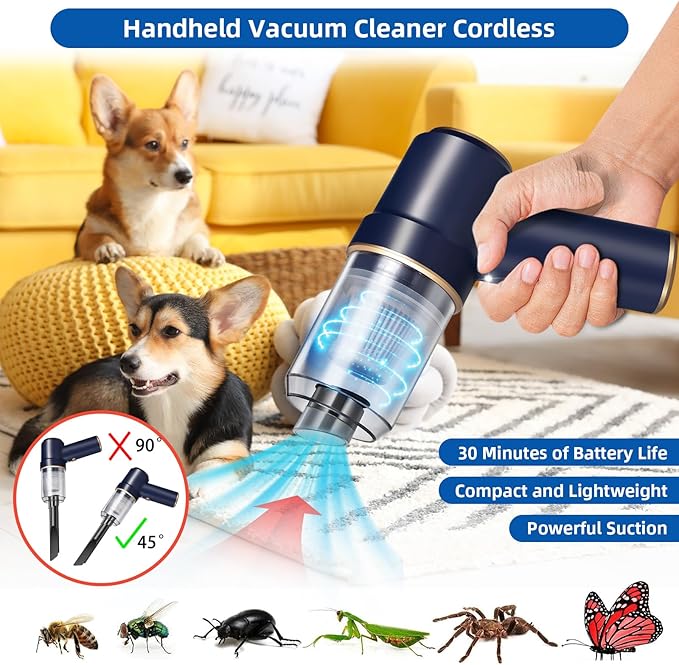 Jahy2Tech 2026 New Bug Vacuum with Long Nozzle for Adults&Kids&Garden, 5 in 1 Handheld Fly Vacuum Catcher for Spider Insect Wasps Bees Ants Ladybugs, Humane Indoor/Outdoor Cordless Catch and Release