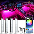Yilaie Car LED Lights Interior, RGB Under Dash Lighting Multicolor with App Control, Music Sync and DIY Mode, Car Decorations Interior for Ambient Lighting with Charger Dc 12V