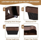HARFINGTON 2pcs Car Seat Gap Filler Organizer 10.2 x 6.5 x 3.1 Inch ABS+Leather Universal Car Organizer Storage Box Between Seat and Console (Left+Right) with Cup Holders for Phone, Beige