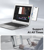 CloudValley Adjustable Laptop Stand, Magnetic Phone Holder, Aluminum Slim Computer Monitor Side Mount Clip for iPhone MagSafe Series & All Phones, Portable Foldable Computer Expansion Bracket,Blue