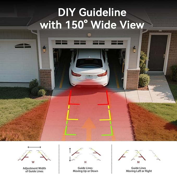Backup Camera with IR Night Vision, 7 Inch 1080P HD Rear View Camera, Plug-Play, DIY Guide Lines, 150° Wide Angle, Back up Camera Systems for Truck Cars Pickups SUV Van
